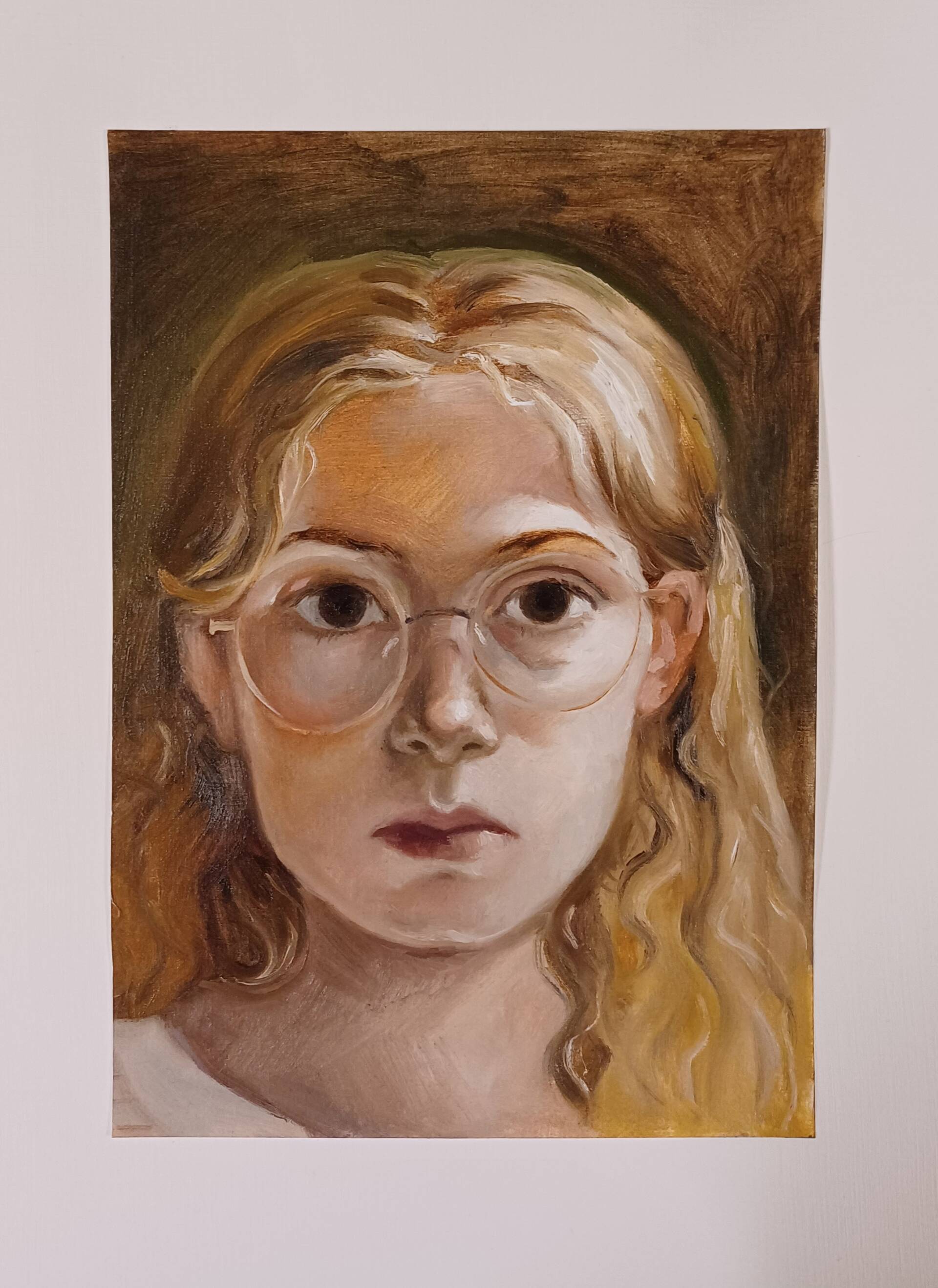 Selbstporträt mit verbogener Brille - Emma May Jelinek 1