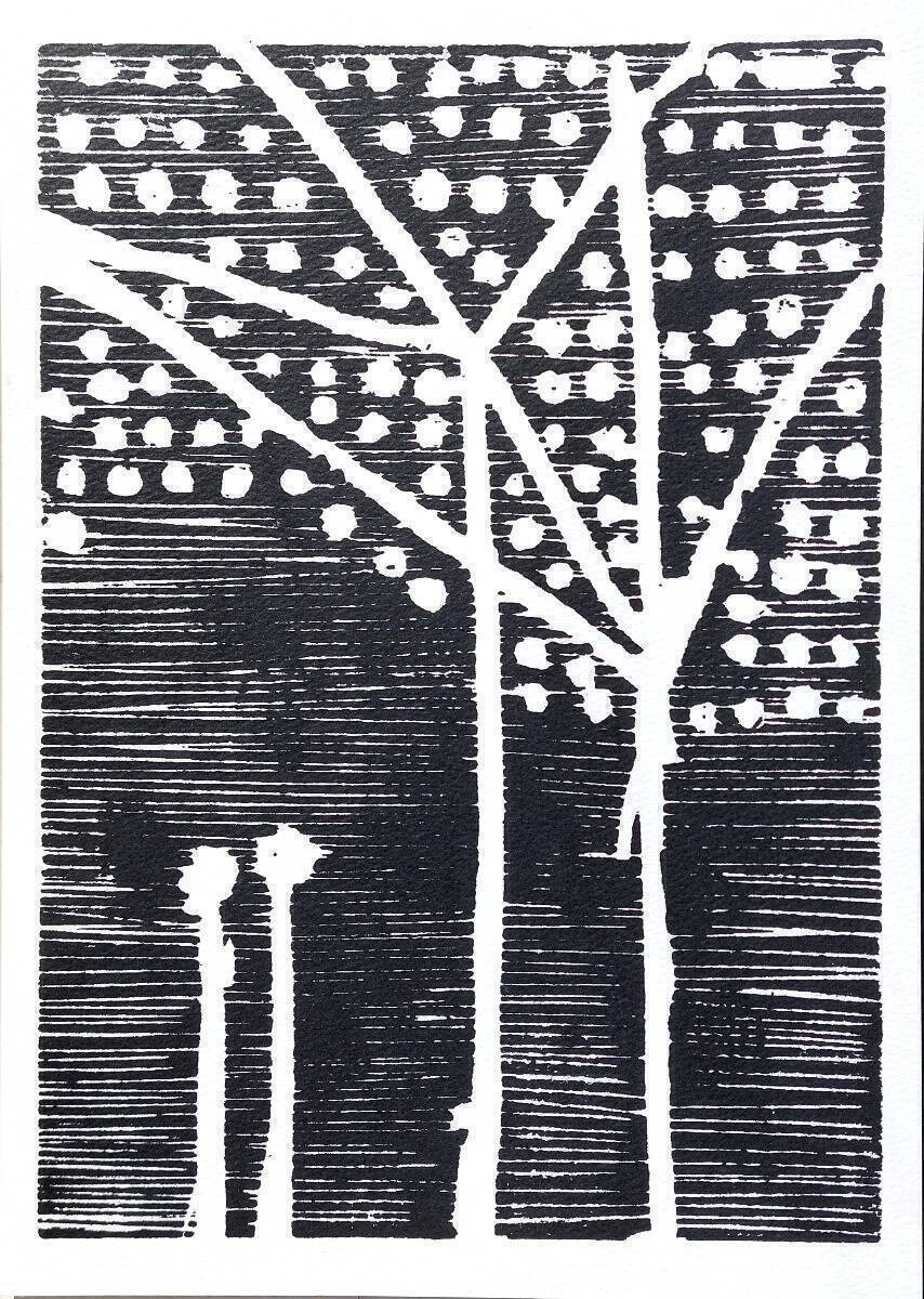 Winterbaum-schwarz (auf weißpapier)